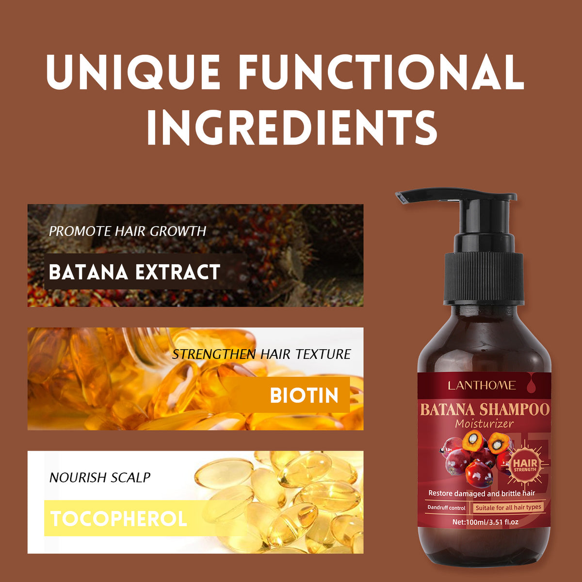 Shampoo 100ml Moisturizing And Repairing Strong Dense Hair