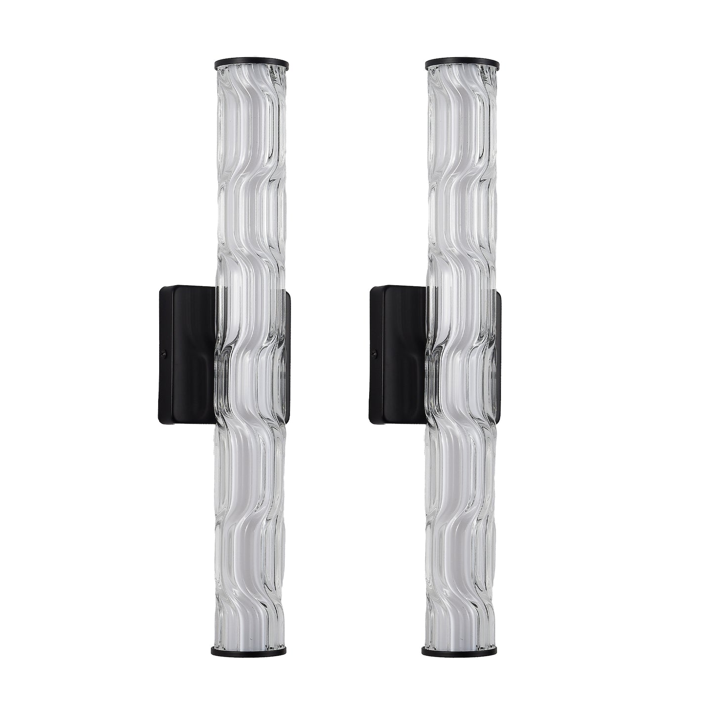 Modern K9 Crystal Wall Sconce Set of 2 - Black and Bronze