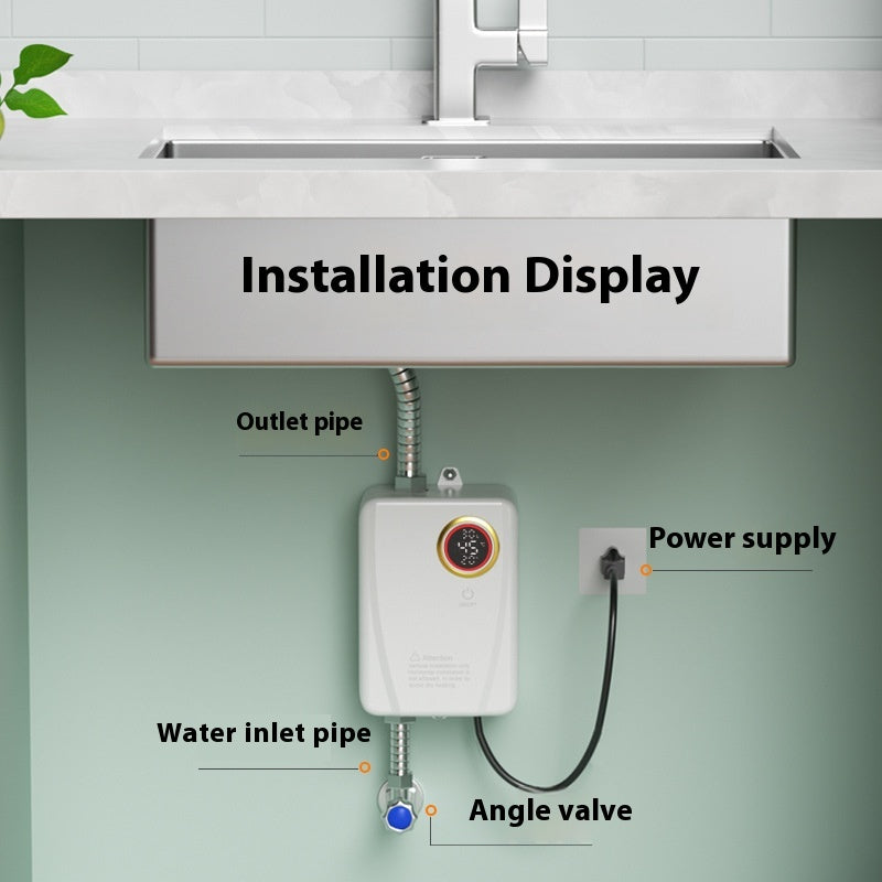 Small Water Heater for Kitchen and Bathroom - Compact, Adjustable Power