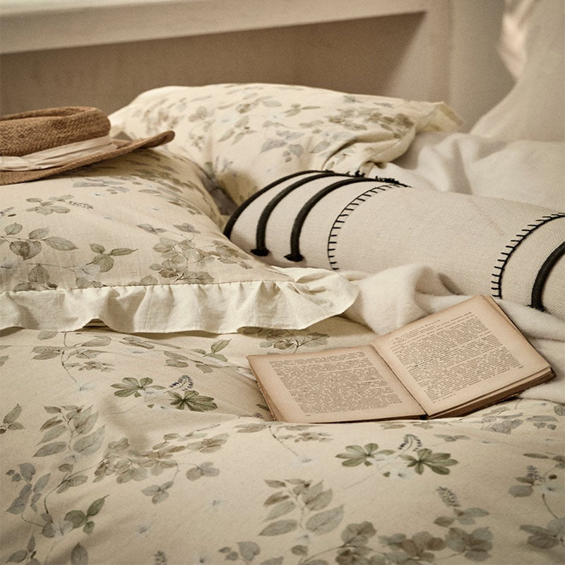 Cotton Linen Bed Sheets Set - Washed Four-Piece Bedding Collection