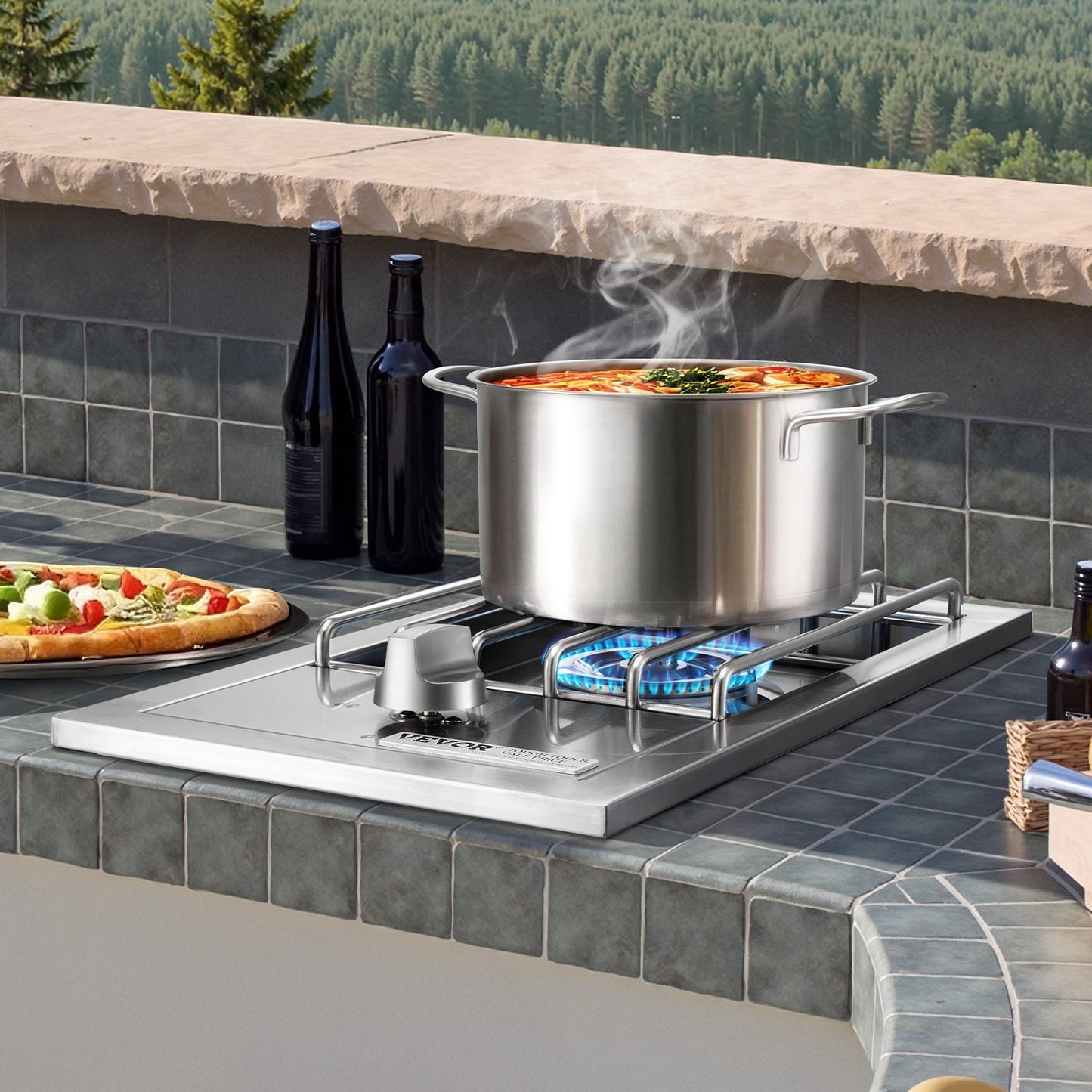 15,000 BTU Single Grilling Side Burner - Stainless Steel