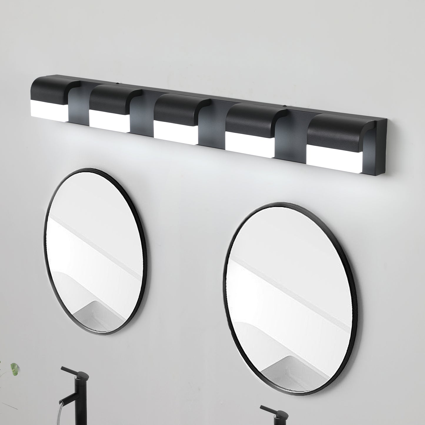 5-Light Modern Bathroom Vanity Lighting - LED Wall Fixture