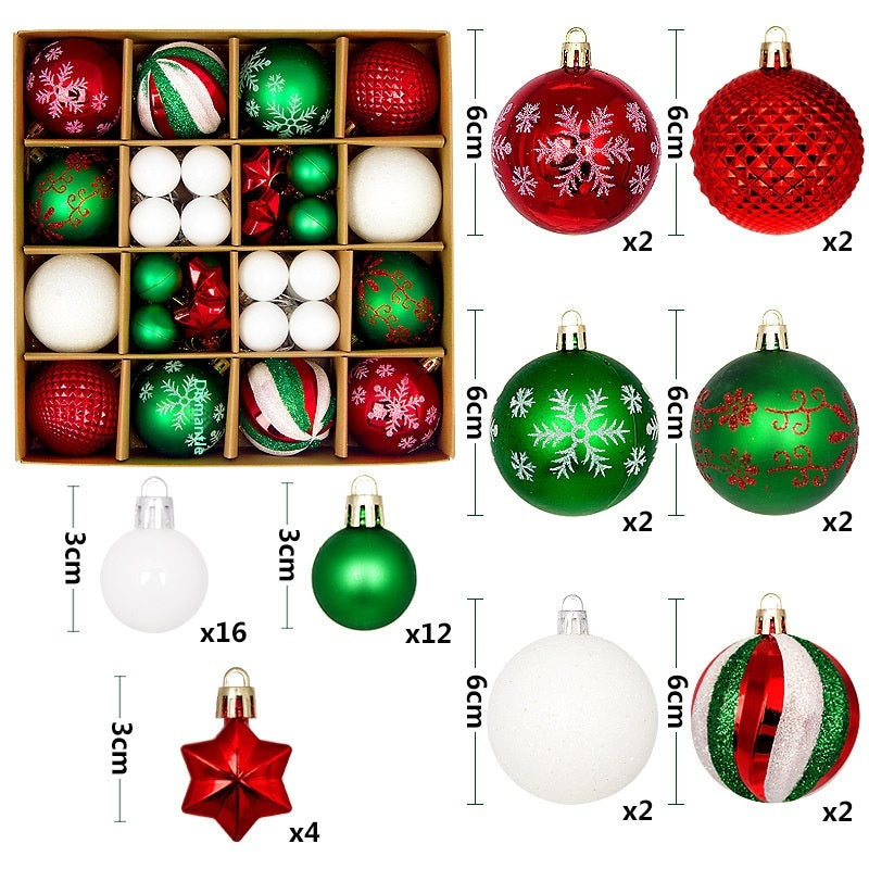 Christmas Tree Hanging Ornaments Set - Assorted Holiday Ball Decorations