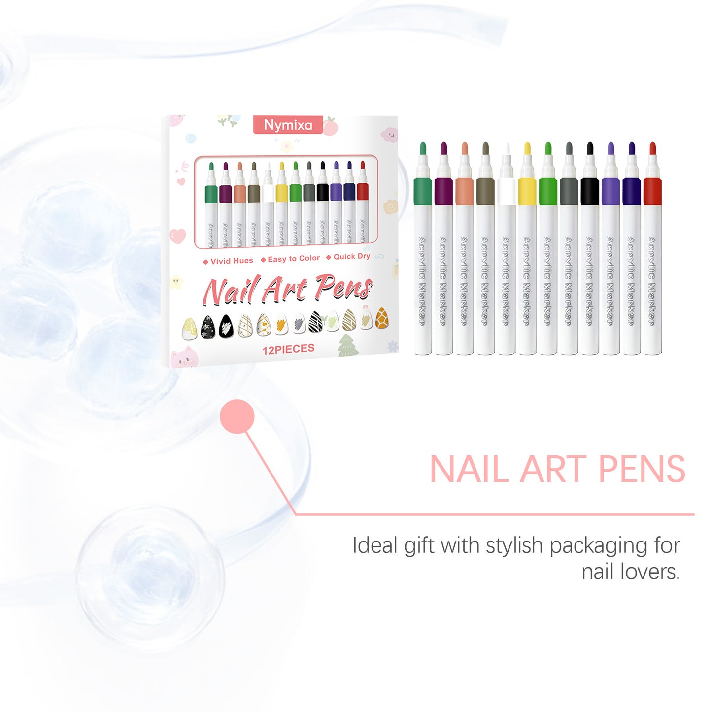 8-Piece Nail Art Pen Set for Manicure and Detailing