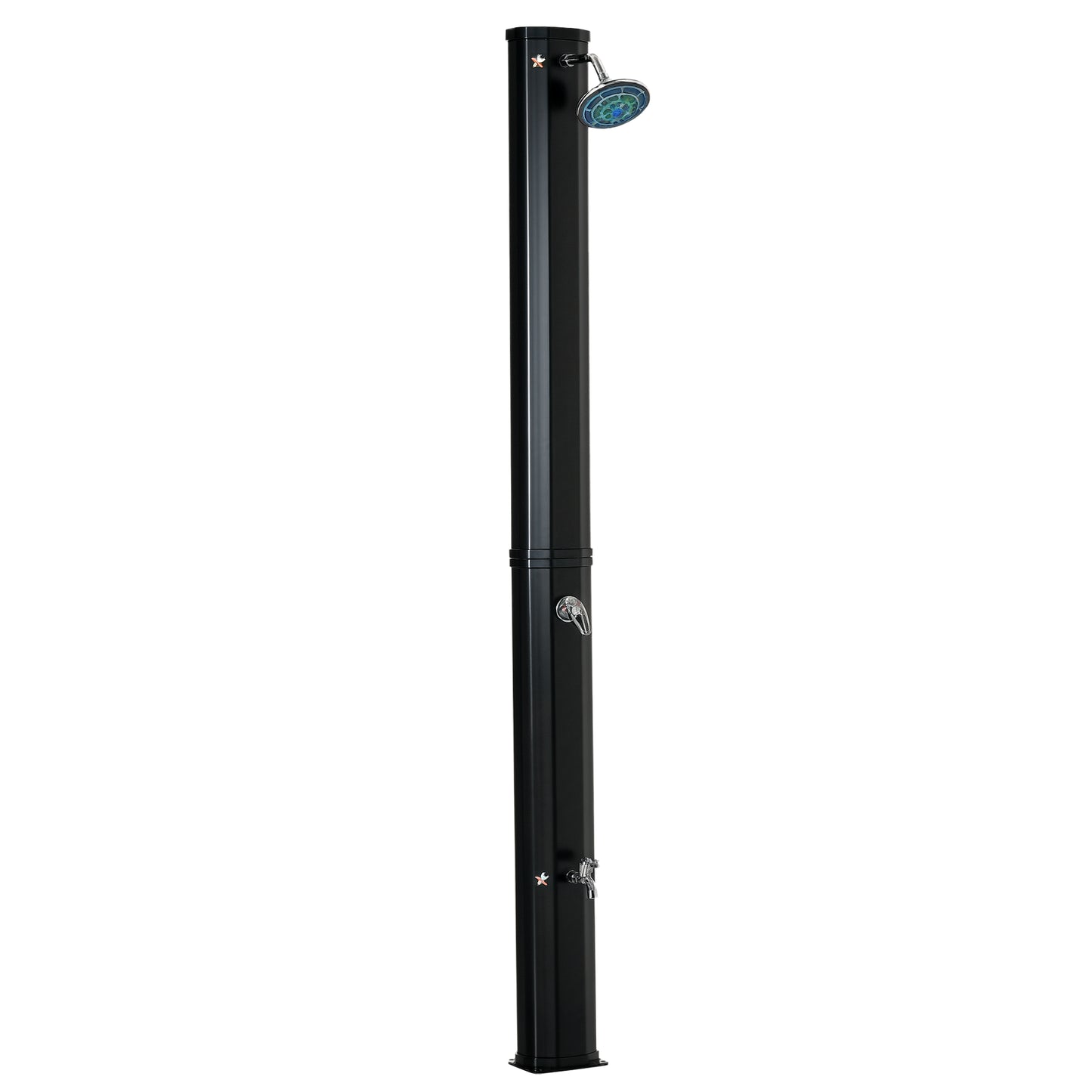 7ft Outdoor Solar Heated Shower with Adjustable Temperature & Pressure