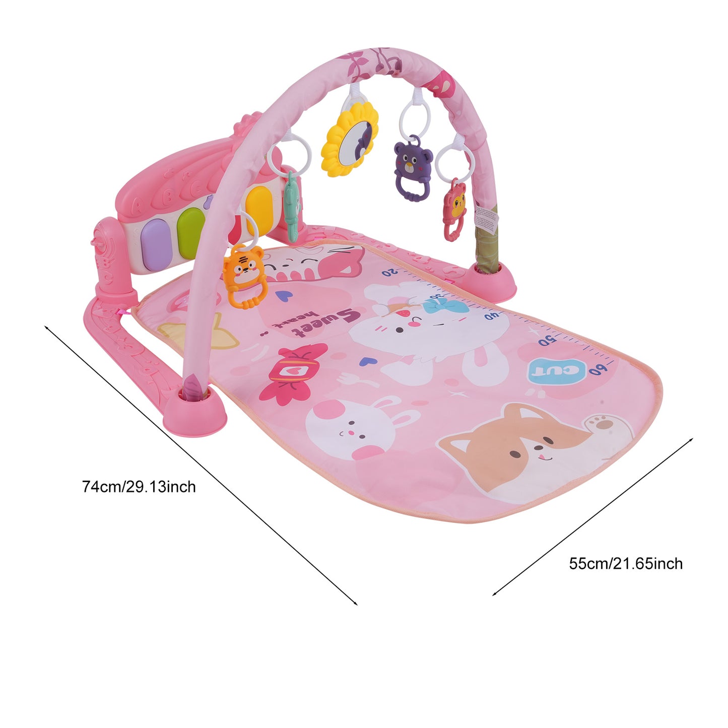 Baby Piano Play Mat with Colorful Toys - Musical Activity Gym