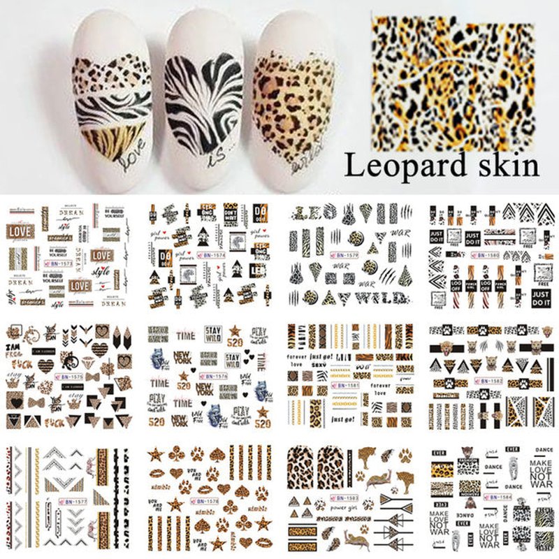 12pcs Cute Christmas Nail Stickers Cartoon Animal Design