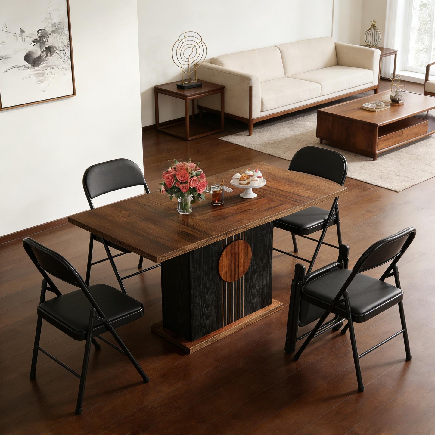 Rectangular Dining Table - Brown Wood Finish, Seats 4-6