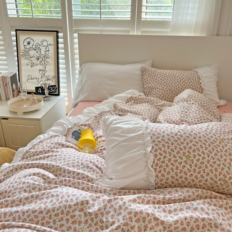 Pastoral Floral Bedding Set with Sheets and Pillowcases - Cotton Comfort