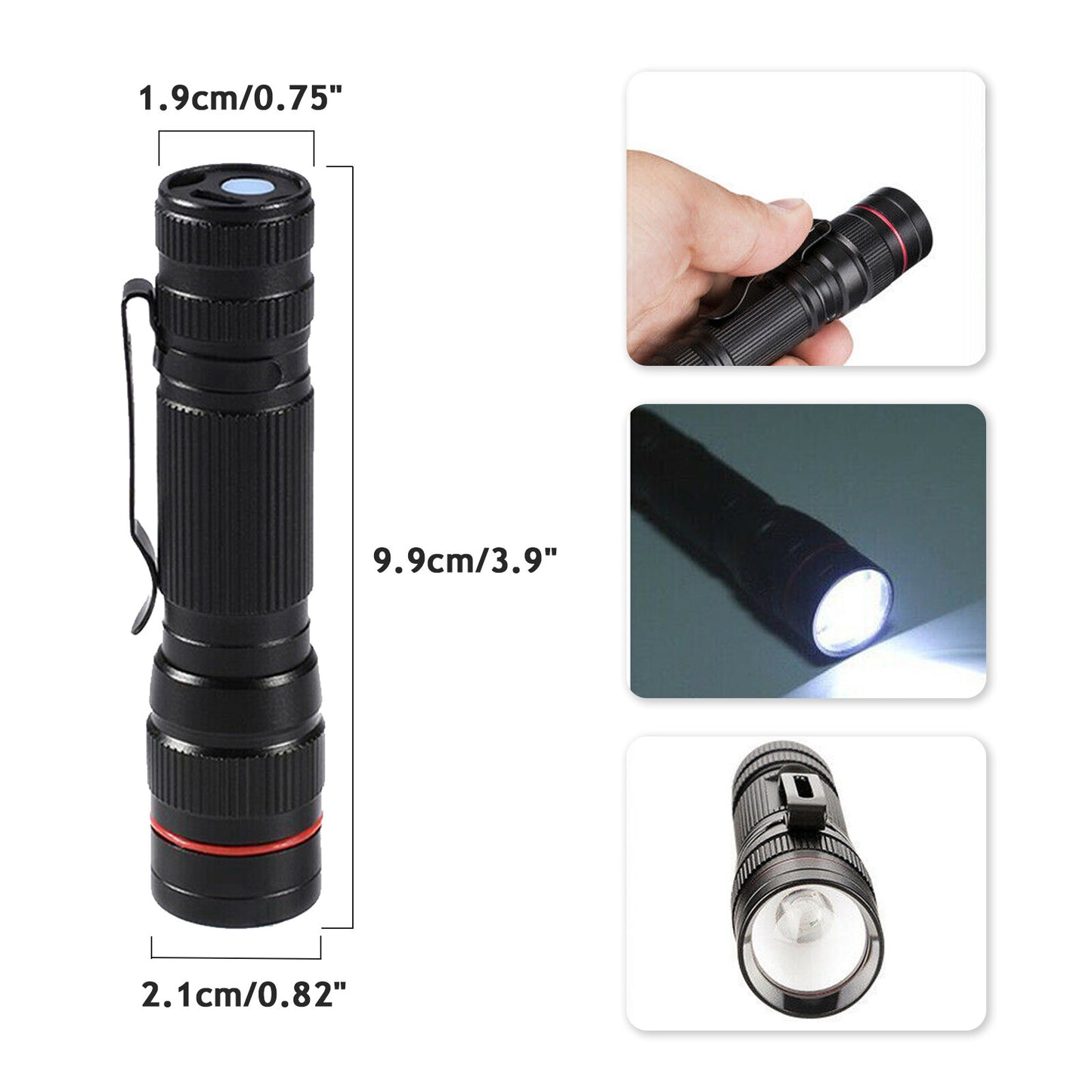 Rechargeable LED Flashlight Pack - Tactical Zoom Mini Pen Light for Camping & Outdoor Use