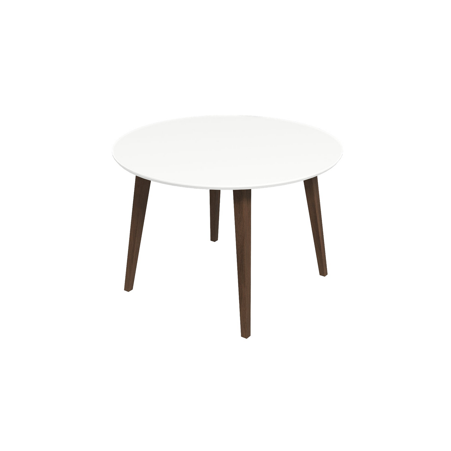 Paloma Mid-Century Modern Round Dining Table In White Solid Wood,