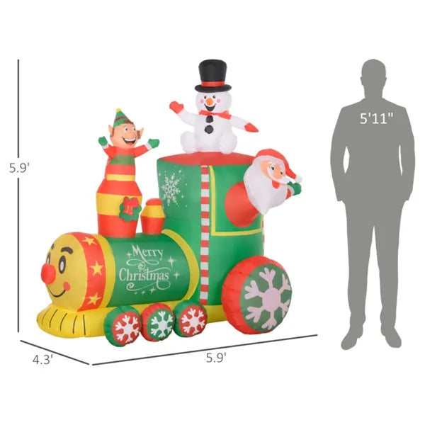 Inflatable Christmas Train Decoration with LED Lights