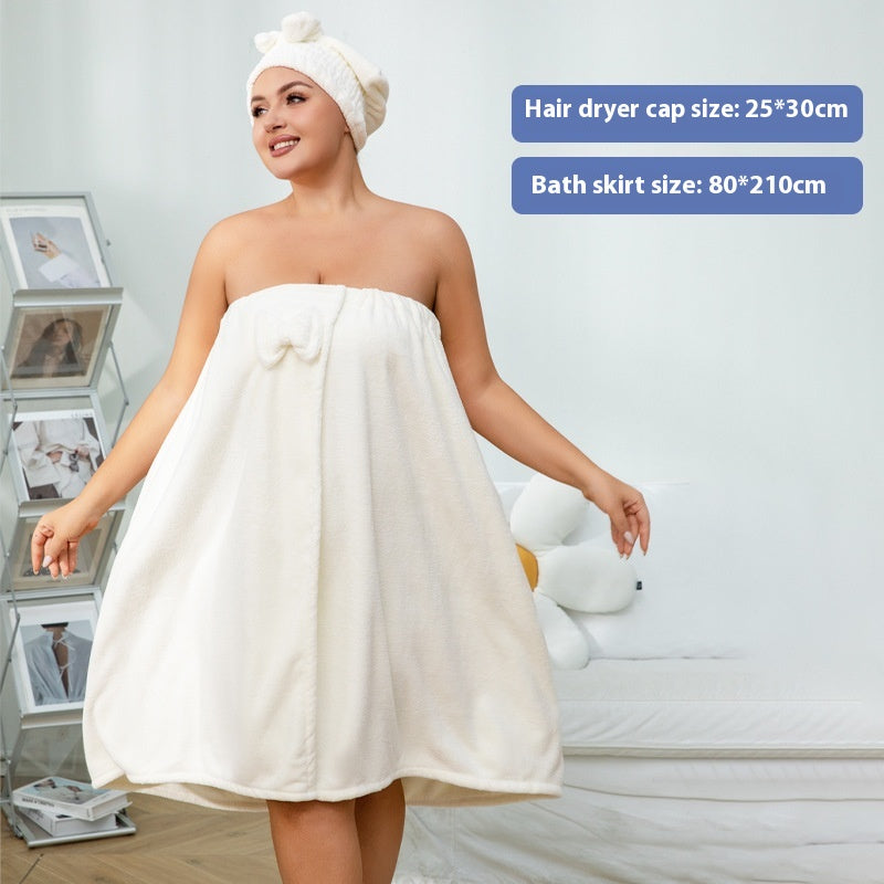 Plus Size Cotton Bathrobe with Hat Set - Absorbent, Comfortable Lounge Wear