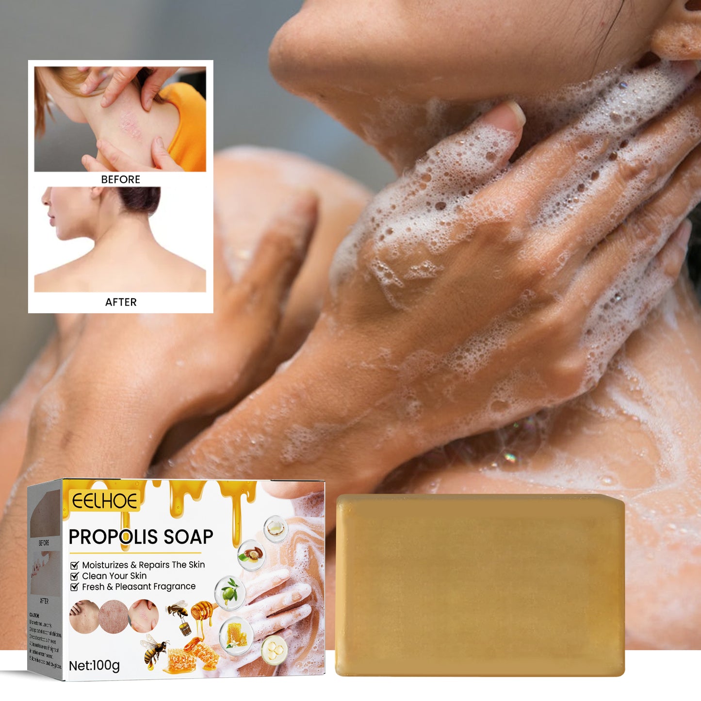 Propolis Honey Soap - Deep Cleansing & Moisturizing Body Care Bar