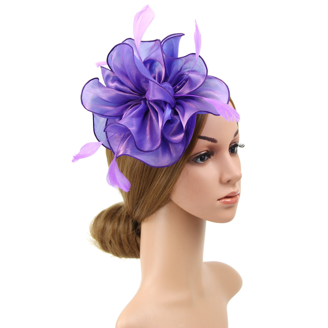Organza Top Hat Headwear Feather Hair Band Unisex Costume Accessory