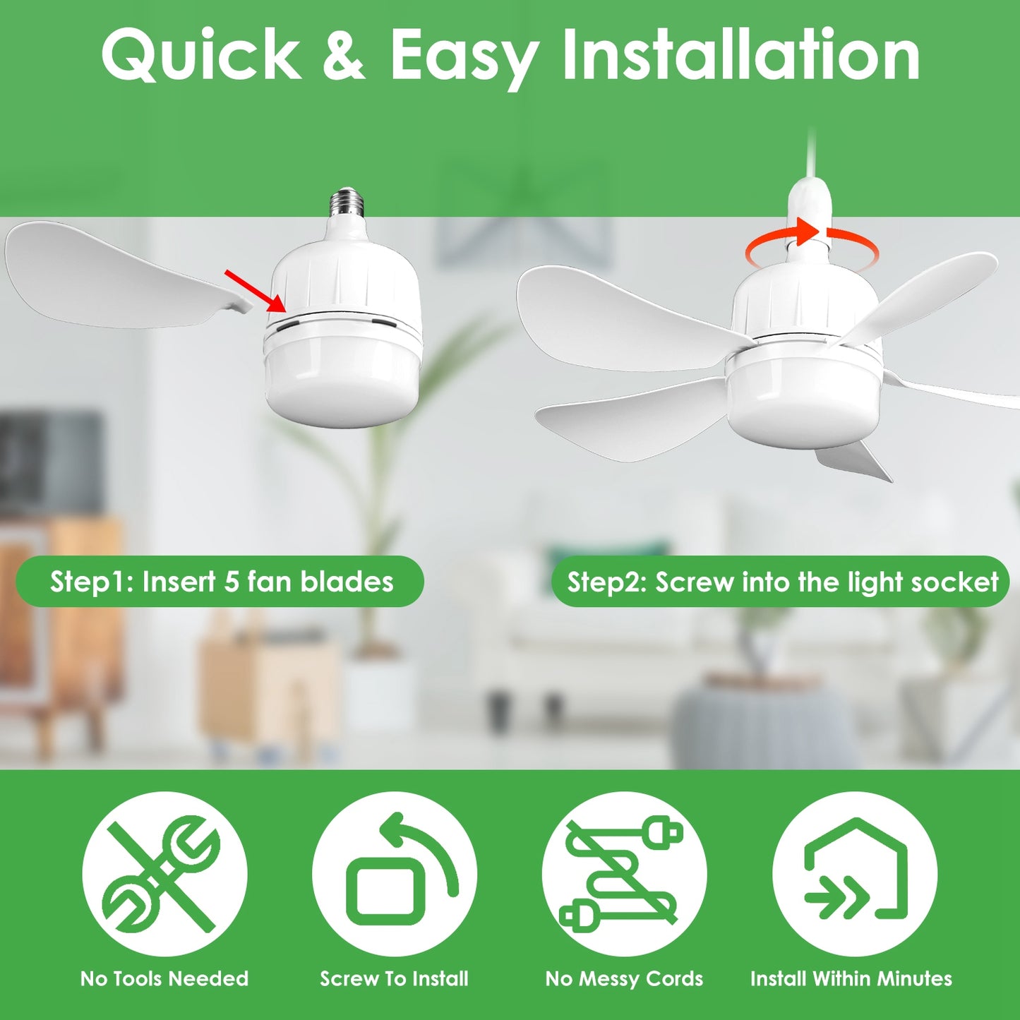 Ceiling Fan with Dimmable LED Light, 12W Smart Remote Control, 3 Speeds White