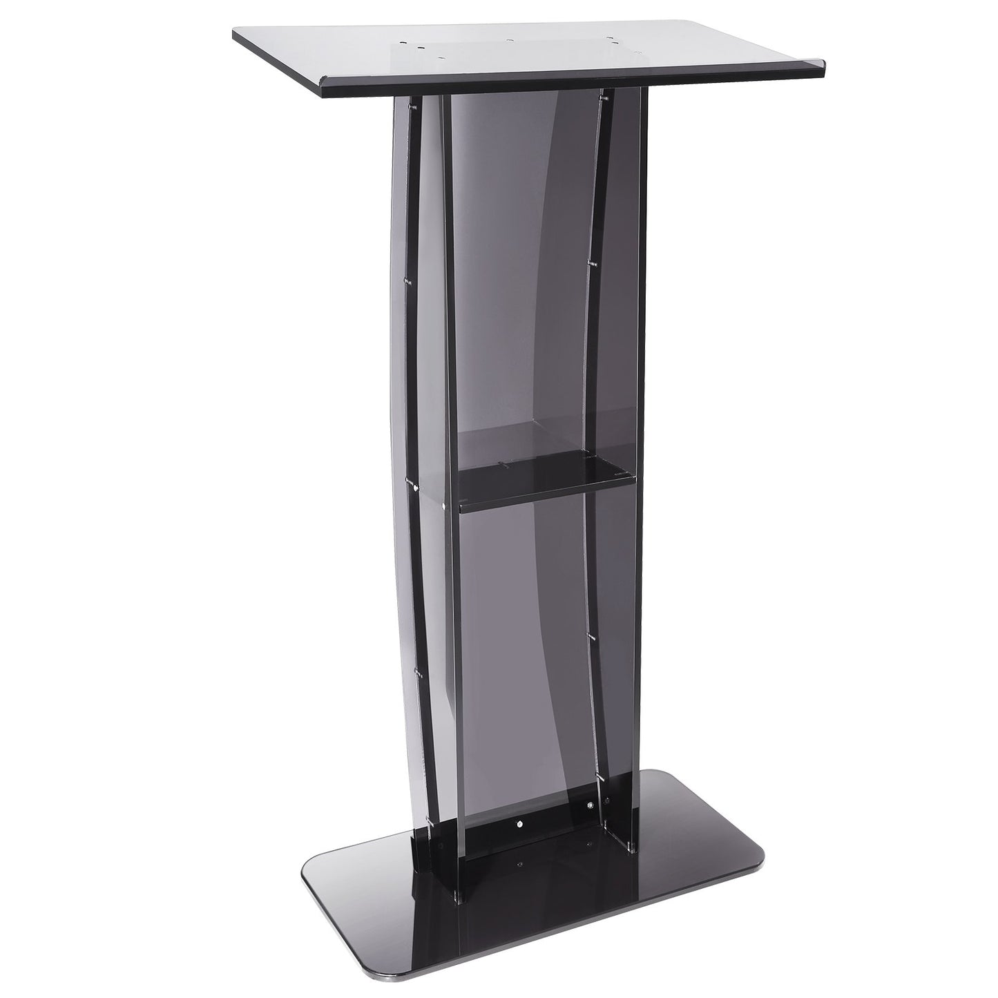 47" Acrylic Podium Stand with Storage Shelf - Black