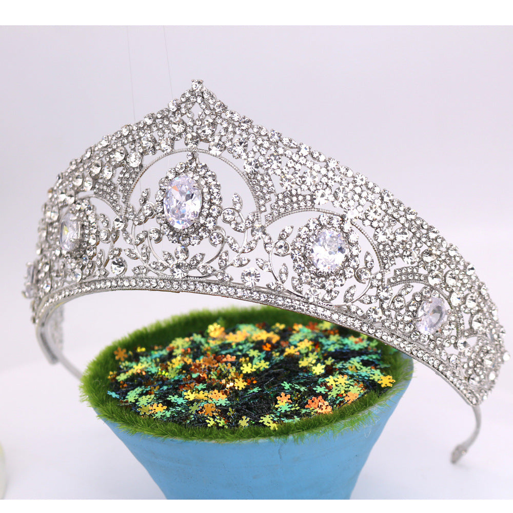 Bride Crown Alloy Zircon Headpiece - White