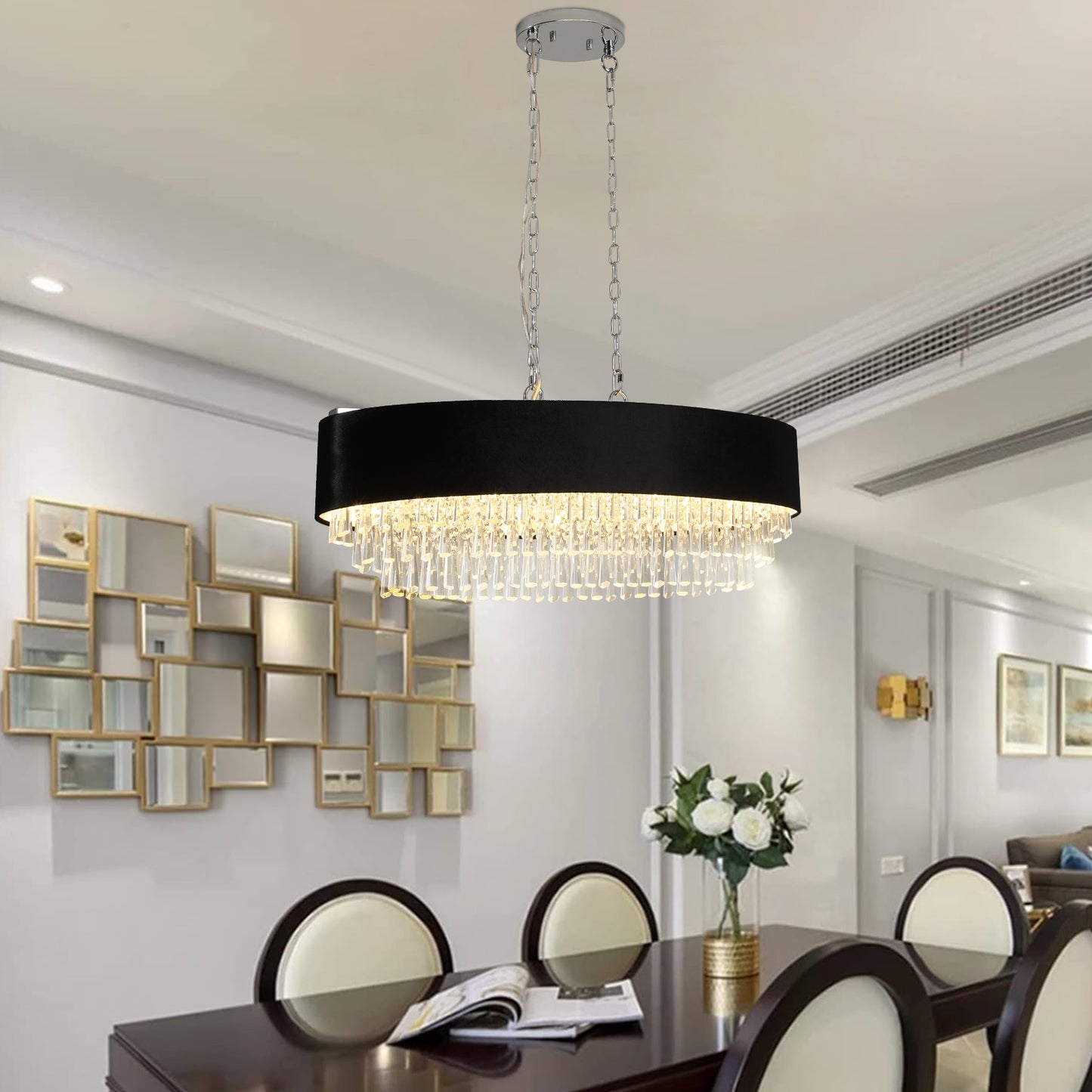 39in Crystal Chandelier with Adjustable Height, 8-Light G9 Base