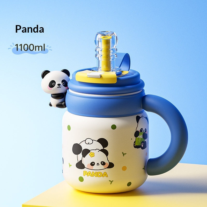 Large Capacity Ceramic & Stainless Steel Insulated Mug with Doll Design