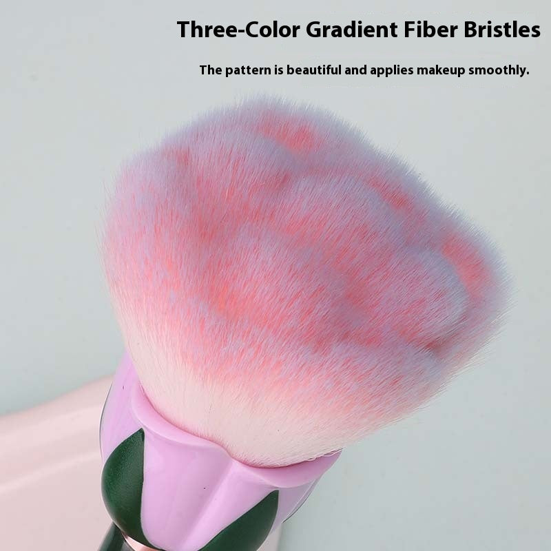 Oversized Wooden Makeup Brush with Green Handle - Dust & Powder Applicator