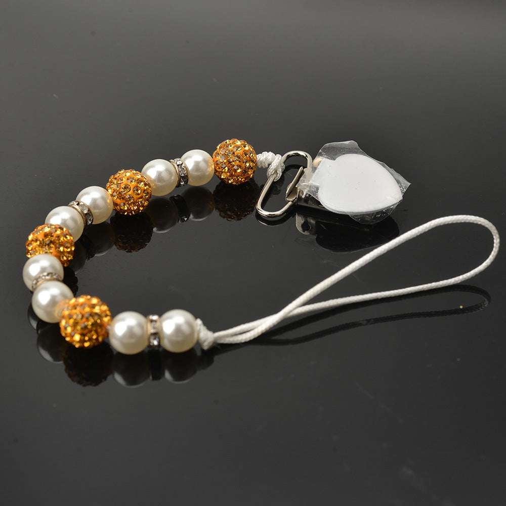 Baby Pacifier Drop-Preventing Chain Clip - Pearl Style, Multiple Colors