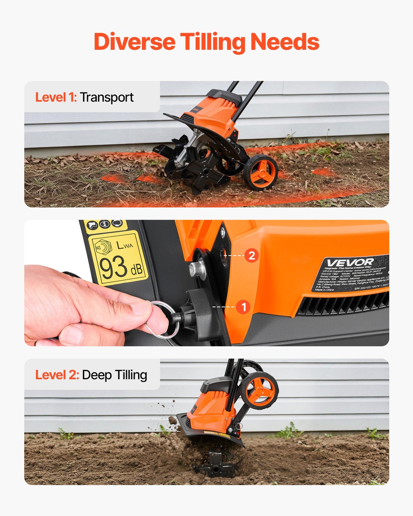 Corded Electric Garden Tiller 14-Inch Width 10-Amp Cultivator with Steel Tines