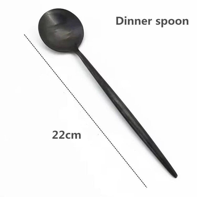 Stainless Steel Dinnerware Set 12-Piece Black Flatware Cutlery Set