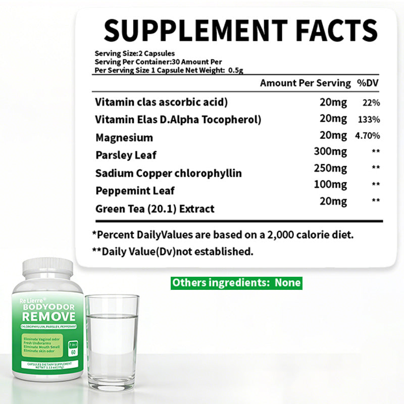 Chlorophyll Complex Supplement with Parsley & Peppermint - 60 Capsules