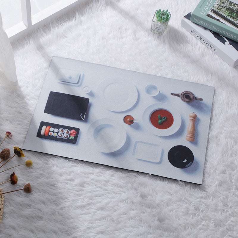 Cartoon Printed Absorbent Floor Mat - Short Plush Home Bathroom Decor 60x40cm