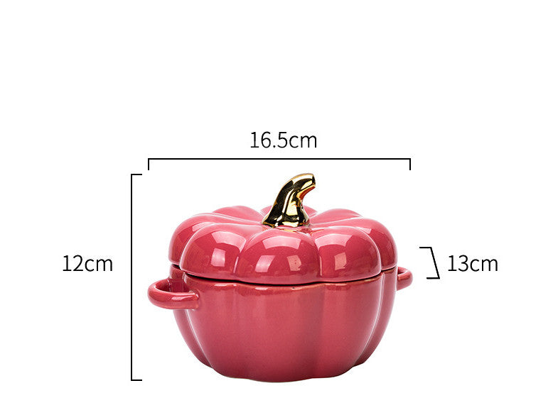 Binaural Ceramic Salad Soup Bowl with Lid - Japanese Style Porcelain Kitchenware
