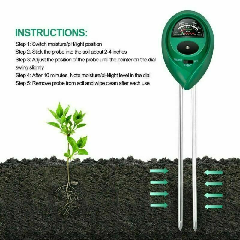 3-in-1 Soil pH Moisture Light Tester Meter for Garden Plants
