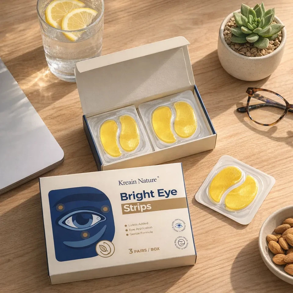 Brightening Vegan Eye Strips with Lutein - 3 Pairs for Dark Circles & Puffiness