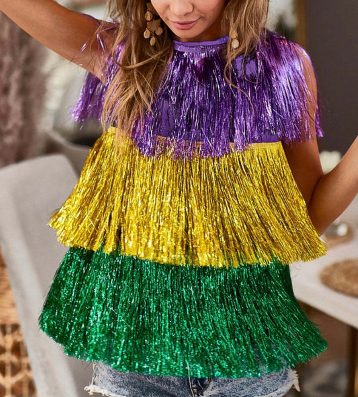 Carnival Metallic Raincoat Costume Set with Cape Skirt and Poncho for Female