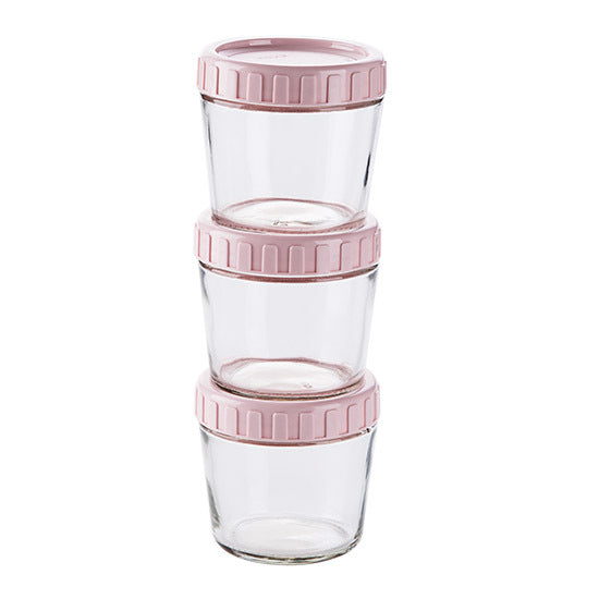 Multigrain Food Storage Jar with Lid - Glass Bottles for Side Dishes, 3-Pack