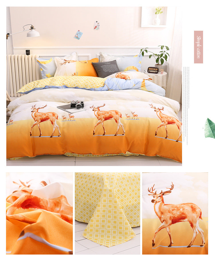 Aloe Cotton Bedding Sheets Set - Four-Piece Bed Linen for Home