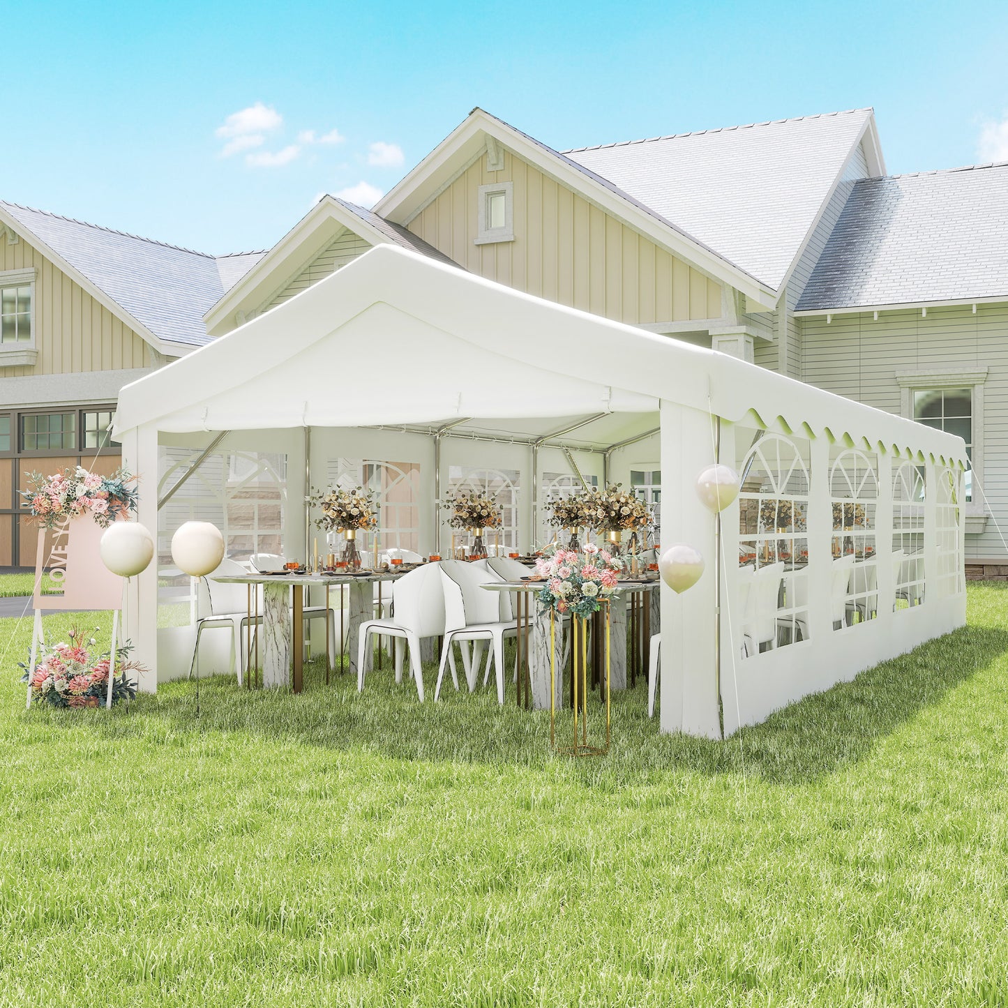 Heavy Duty Outdoor Party Tent 13x26 ft with Sidewalls & Windows