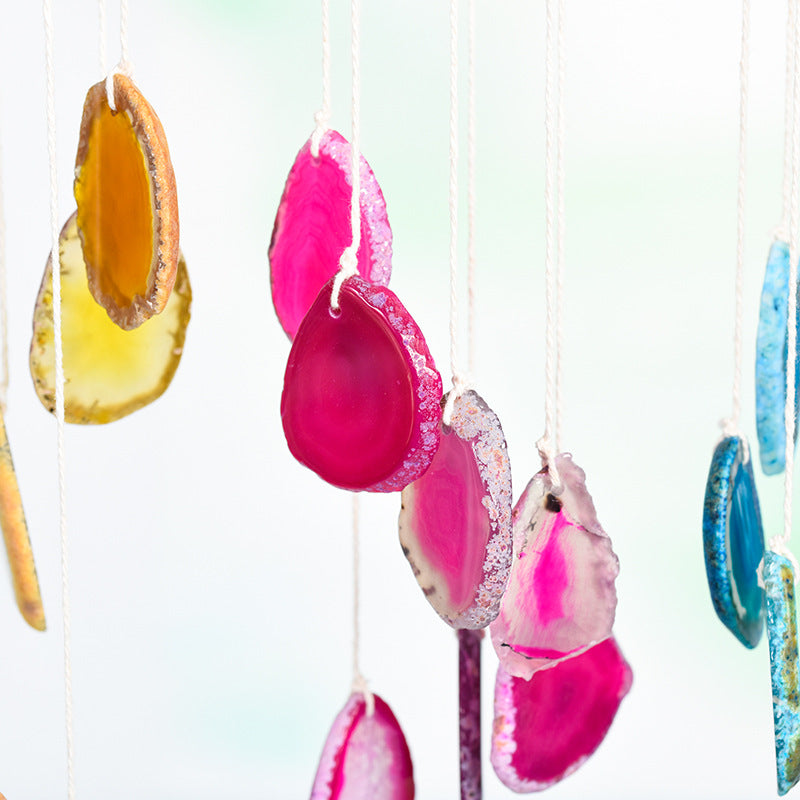 Agate Slice Wind Chimes - Irregular Color Crystal Home Decor
