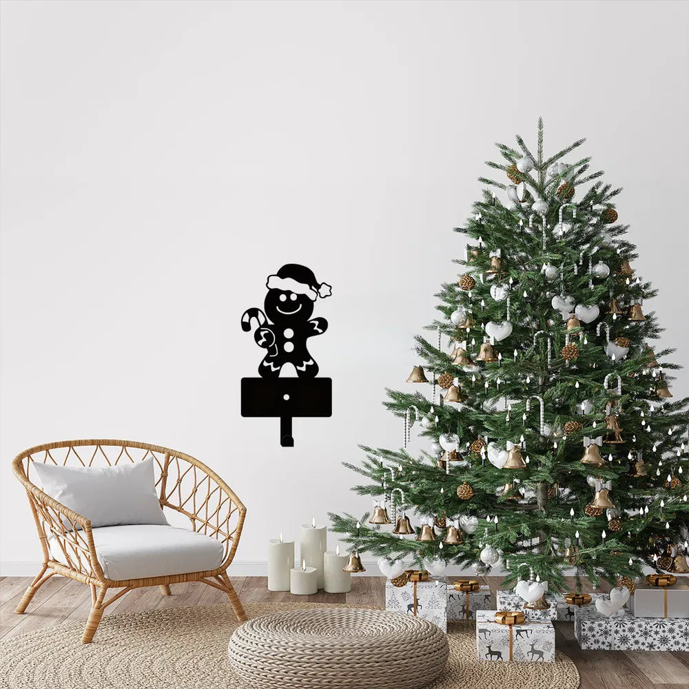 Gingerbread Man Metal Key Hooks - Christmas Wall Decor (2 Pcs)
