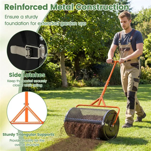24" Lawn Topdressing Spreader - 2.7 cu. ft Capacity, Adjustable Handle