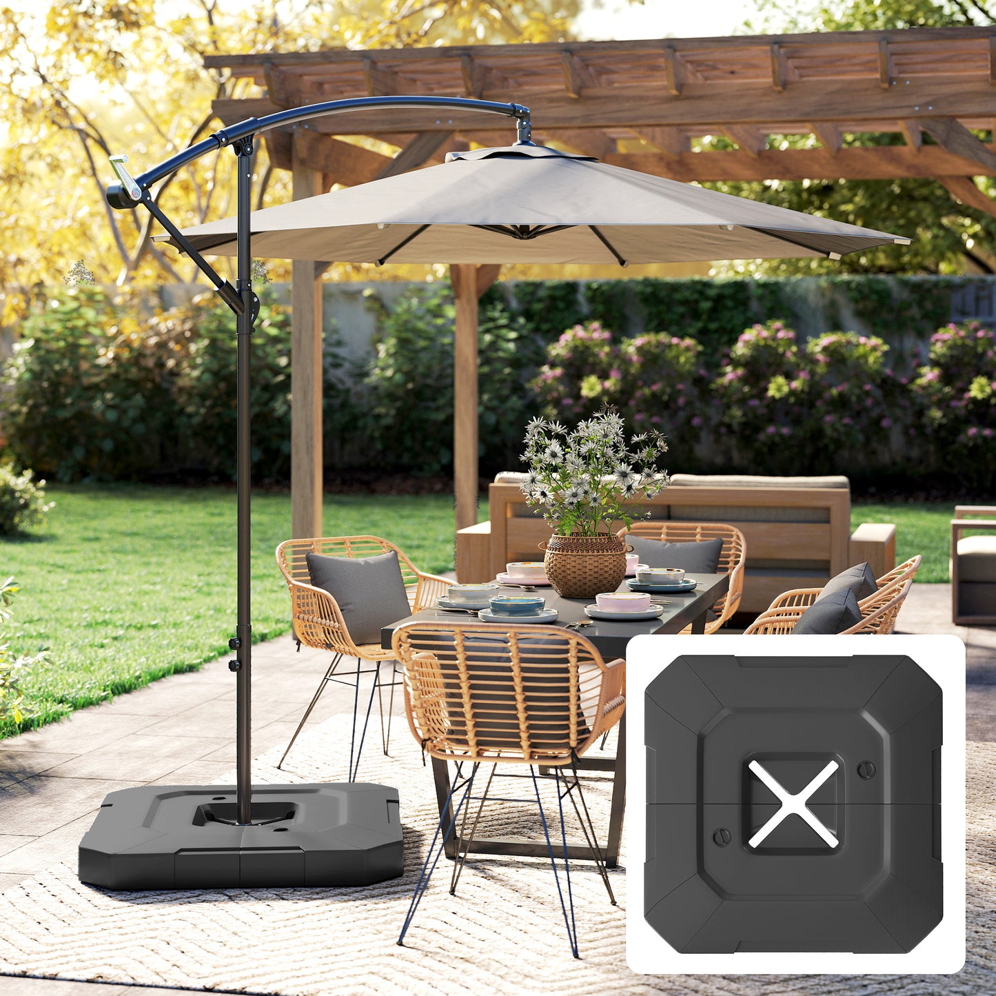 2-Piece Heavy-Duty Umbrella Base Weight Set for Cantilever Umbrellas - Black