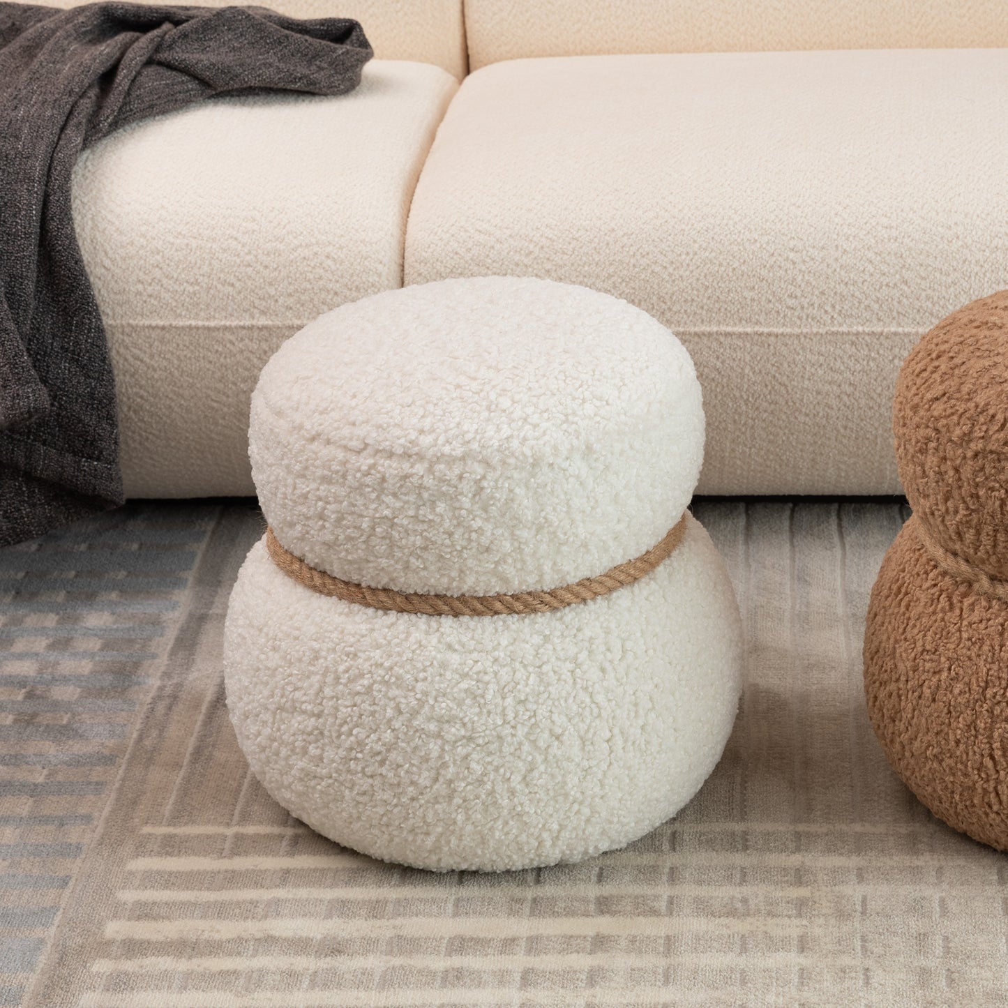 WKJ1Y White Snowman Stool, Greig Plush Cushion, Playful And Cute,