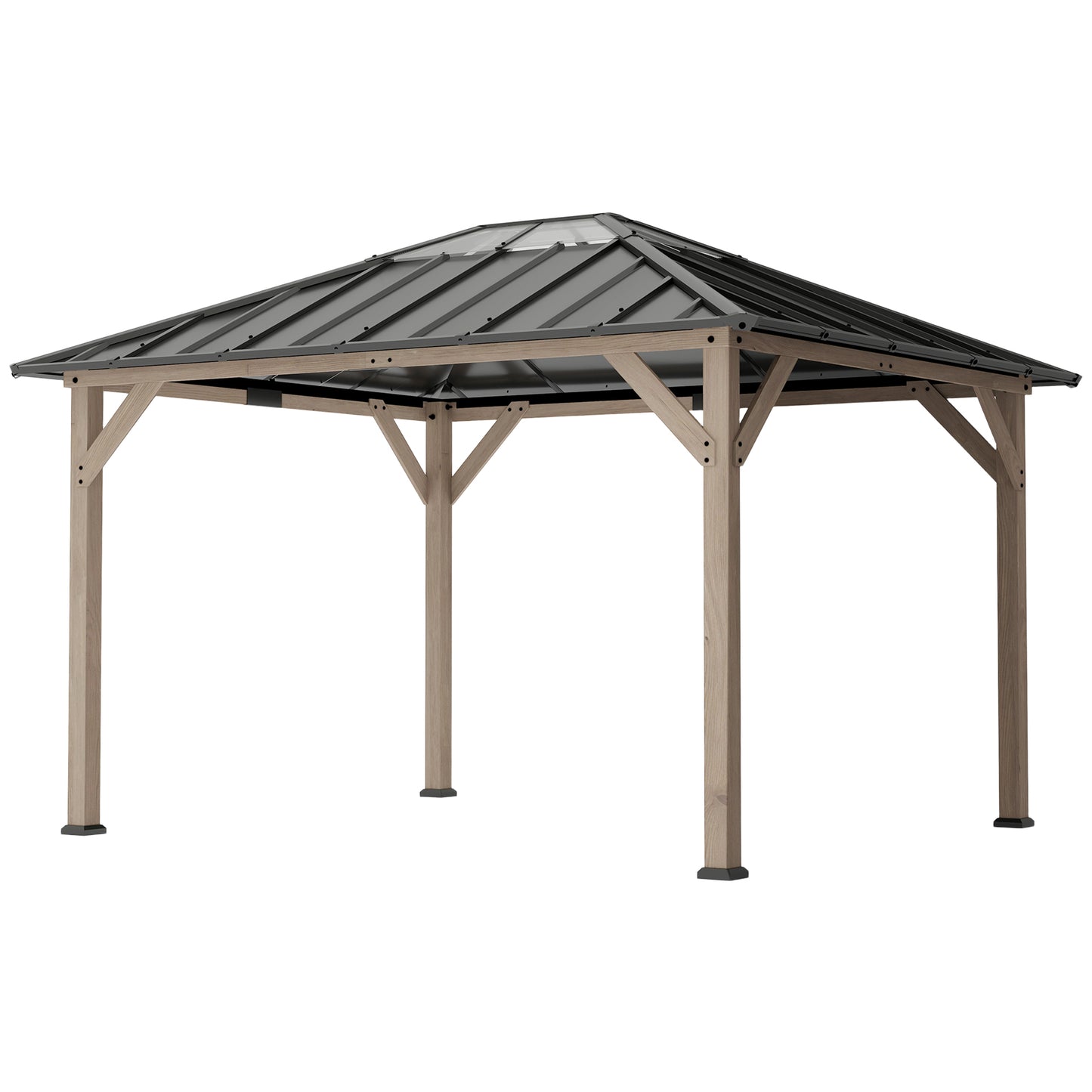 10' x 12' Hardtop Gazebo with Galvanized Steel Roof - Light Walnut