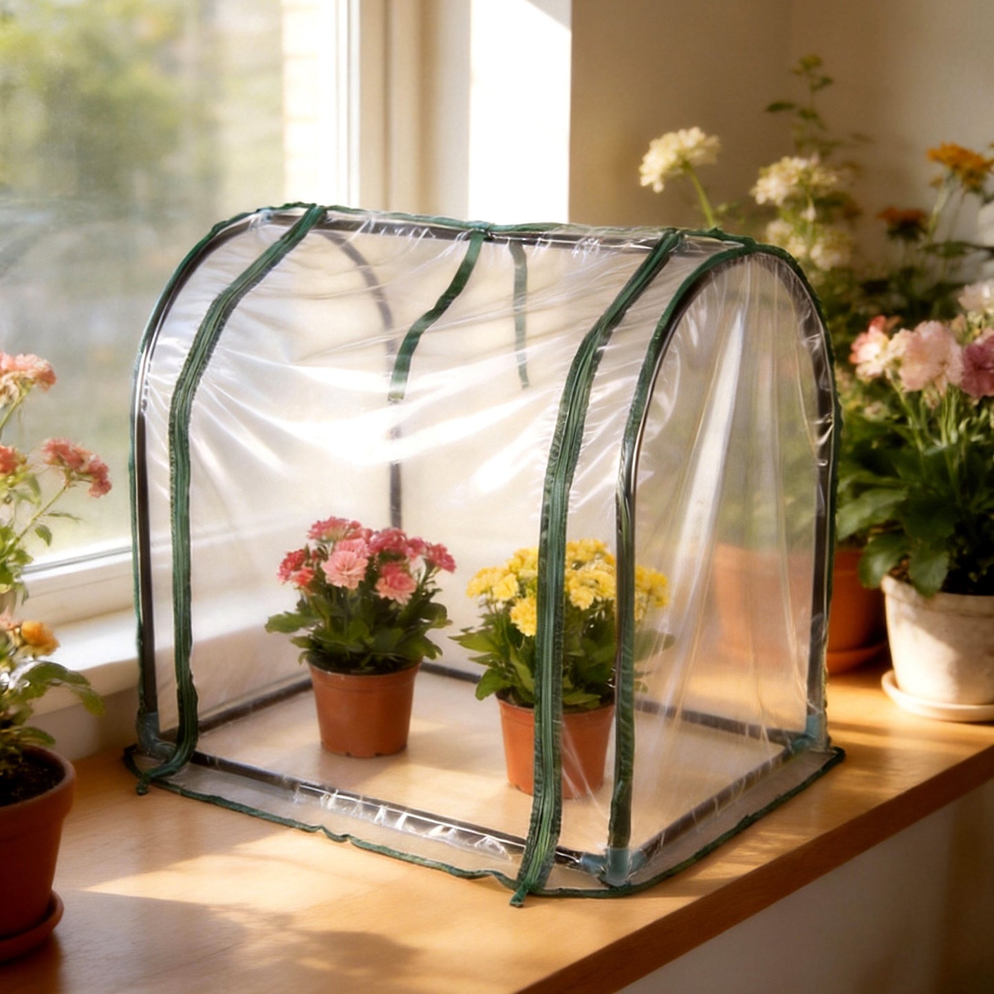 Portable Mini Greenhouse for Seed Starting Indoor Outdoor Garden Tent - Green