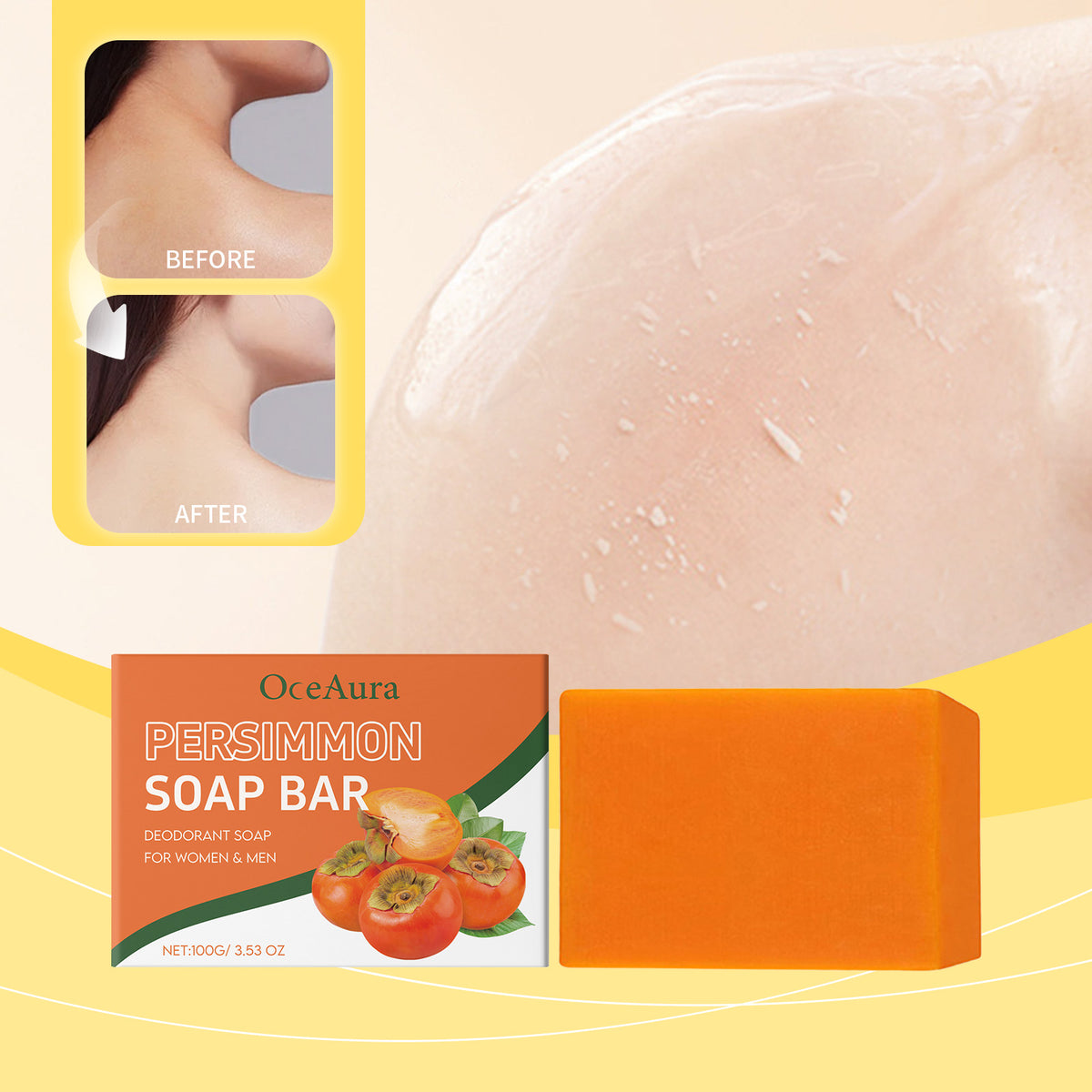 Persimmon Bath Soap - Exfoliating & Moisturizing 100g