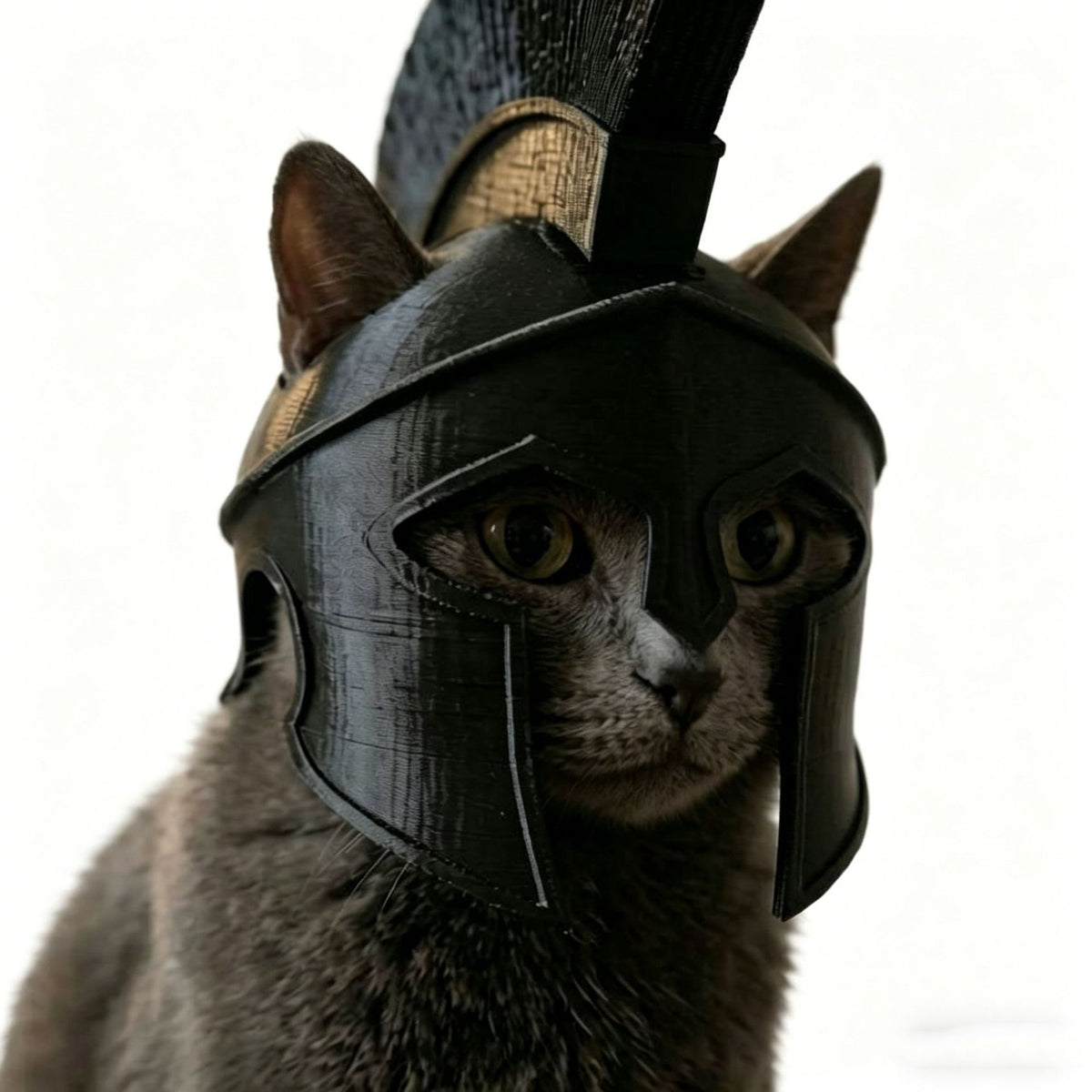 Black Cat Spartan Helmet Ornament - 3D Printed Home Decor & Pet Cosplay Prop
