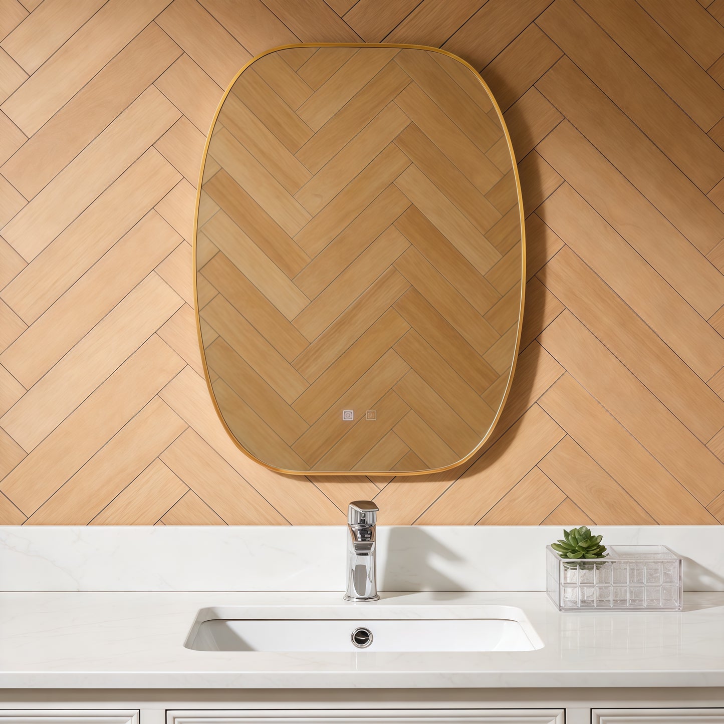 30x40 Inch Gold Metal Framed Oval Bathroom Wall Mirror