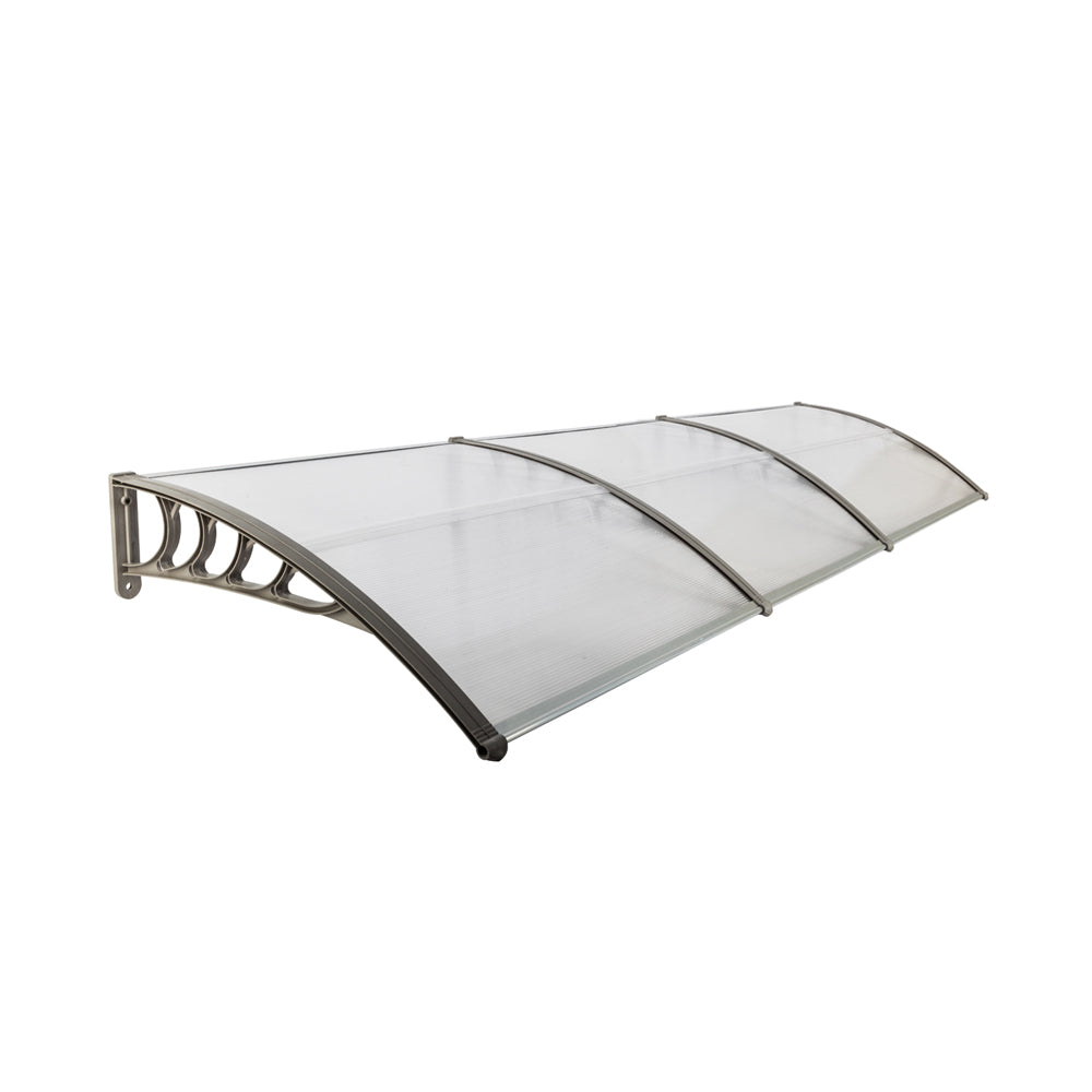 Outdoor Window Awning Canopy 120x38 Inch Polycarbonate Cover Sun Rain Snow Protection Grey