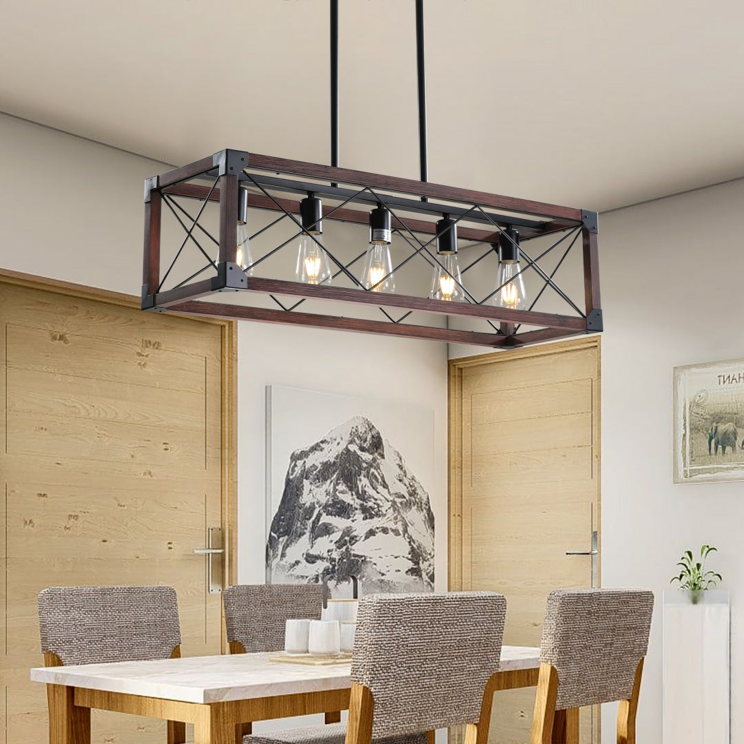 32-inch Redwood Industrial Farmhouse Pendant Light Chandelier
