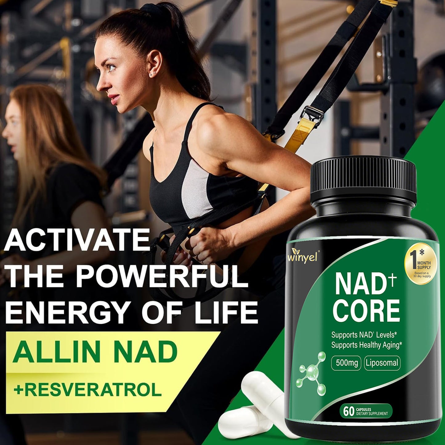Liposomal NAD+ Enhancer Supplement - 60 Capsules for Energy & Healthy Aging